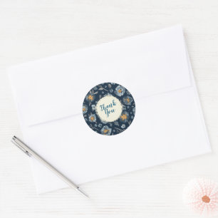 Charming Painted Poppy Floral Thank You Classic Round Sticker
