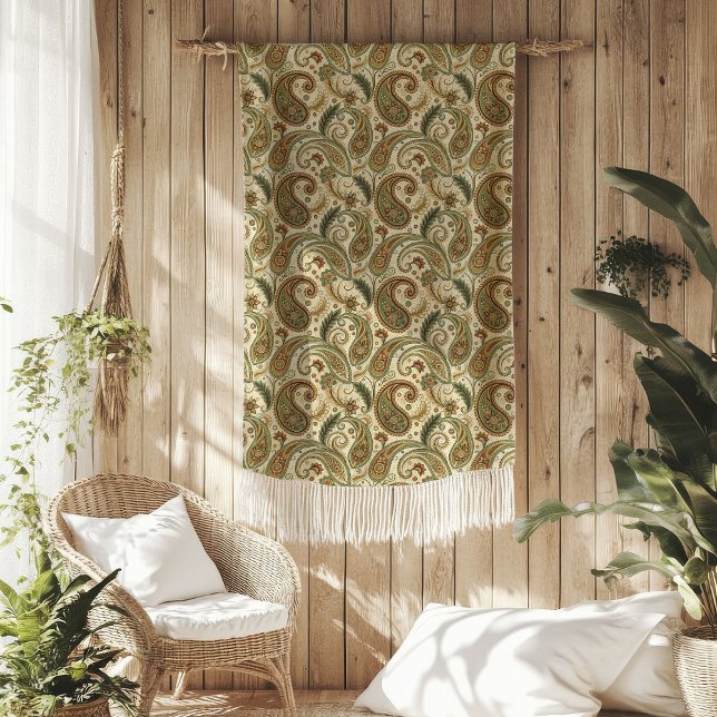 Charming Paisley Throw in Earthy Boho Colours Fleece Blanket (Charming Paisley Throw in Earthy Boho Colors)