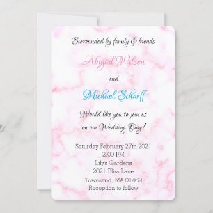 Charming Pale Pink & White Marble Wedding Invitation