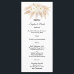 Charming Pampas Grass White Flowers Wedding Menu<br><div class="desc">Elegant design featuring gorgeous watercolour pampas grass,  white flowers arrangement,  beautiful handwriting script and special fonts. Use Personalise tool to add your info,  make changes. For matching items,  please,  visit my Pampas Grass Floral Collection.</div>