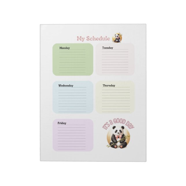 Charming Panda Colourful Daily Schedule Notepad (Rotated)