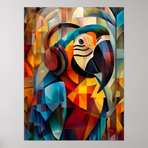 Charming Parrot – Cubist DJ of the Jungle Poster