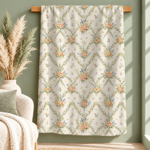 Charming Pastel Flowers Shabby Chic Blanket Art