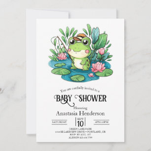 Charming Pastel Frog Baby Shower Invitation
