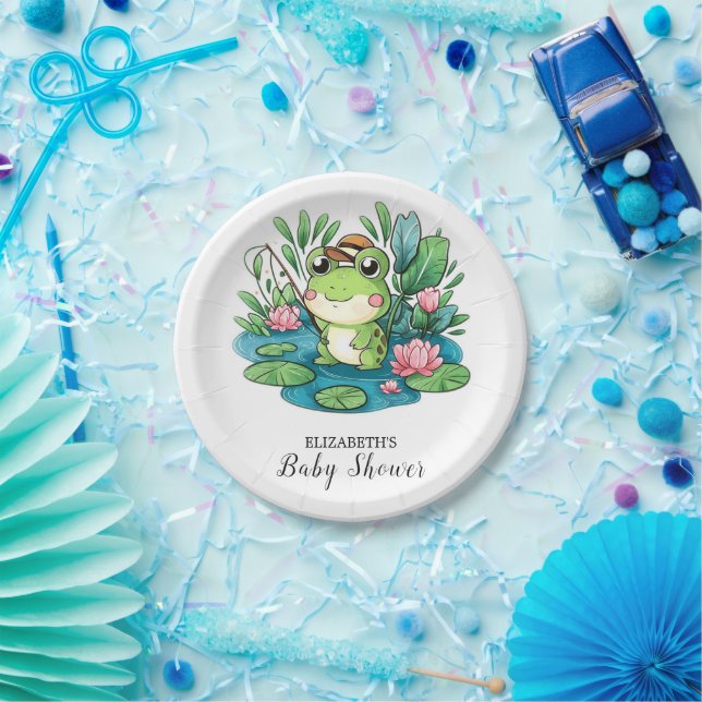 Charming Pastel Frog Baby Shower Paper Plate (Party)
