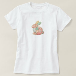 Charming Patchwork Bunny Illustration T-Shirt
