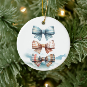Charming Patterned Bow Stack Ceramic Tree Decoration
