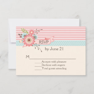 Charming Patterns and Floral Wedding RSVP Card
