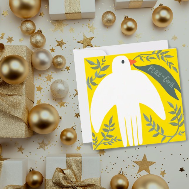 Charming Peace Dove Christmas Xmas Holiday Gold (Peace on Earth dove holiday card)