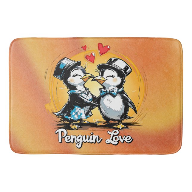 Charming Penguin Couple Bath Mat (Front)