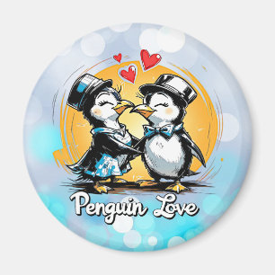 Charming Penguin Couple Magnet