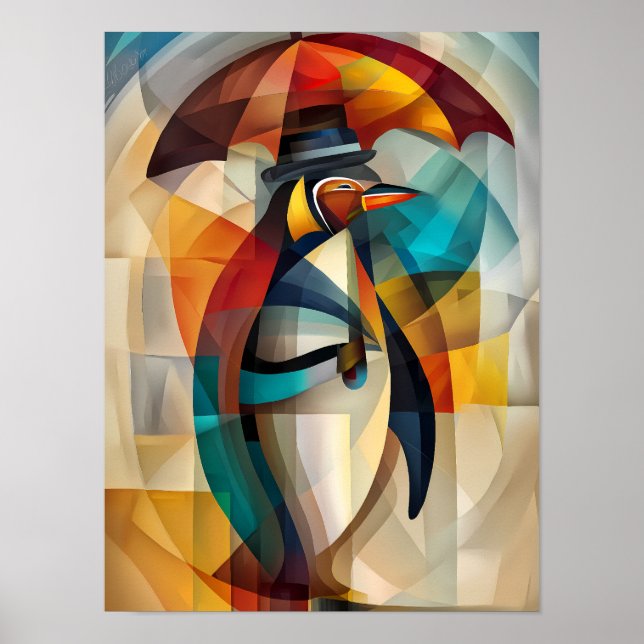 Charming Penguin – Cubist Dandy in the Rain Poster (Front)