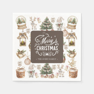 Charming Personalised Merry Christmas Napkin
