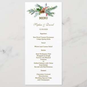 Charming Pine Cone Berry Christmas Wedding  Menu