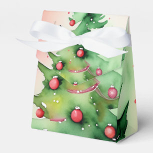 Charming Pine Tree & Red Ornaments Holiday Favour Box