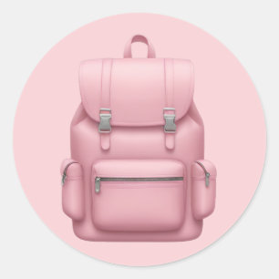 Charming Pink Backpack Emoji Classic Round Sticker