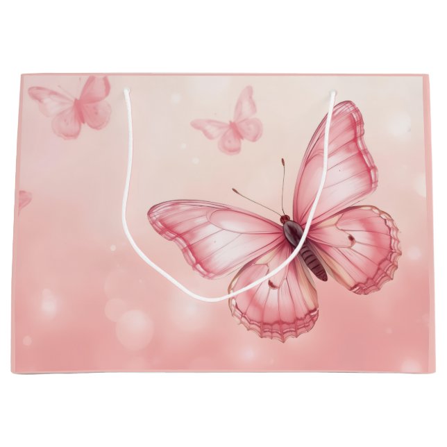 charming pink butterflies large gift bag (Front)
