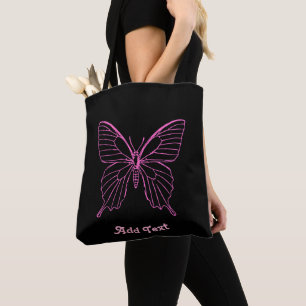 Charming Pink Butterfly Logo Add Text Paired Shop Tote Bag