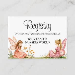 Charming Pink Fairies Baby Shower Gift Registry Enclosure Card