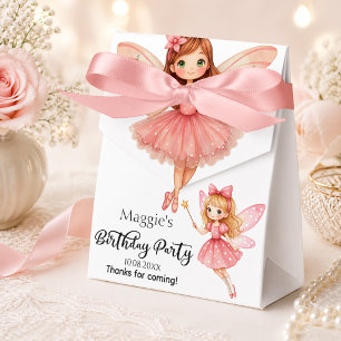 Charming Pink Fairies Woodland Birthday Party Favour Box