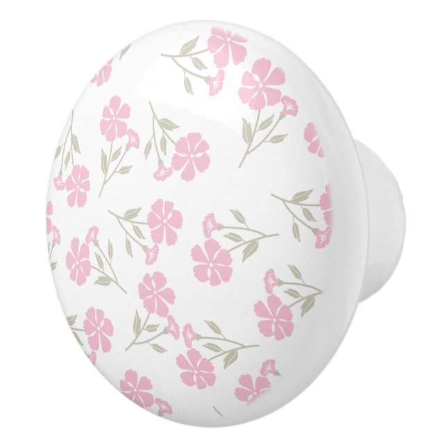 Charming Pink Floral Pattern Ceramic Knob for Deco (Right)
