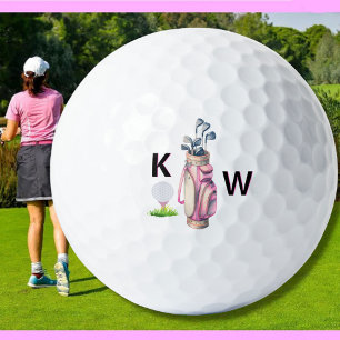 Charming Pink Golf Bag Personalized Monogrammed  Balls
