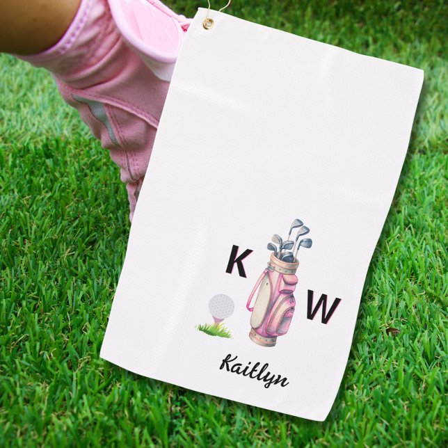 Charming Pink Golf Bag Personalized Monogrammed  Towel (Creator Uploaded)