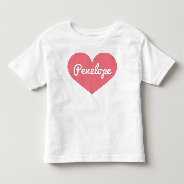 Charming Pink Heart Custom Name T-Shirt (Front)