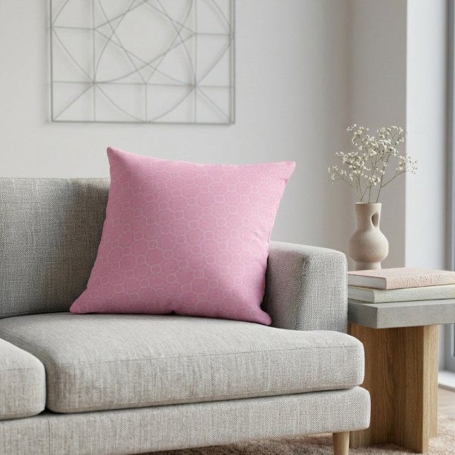 Charming Pink Interconnected Circles Pattern Art Cushion (Creator Uploaded)