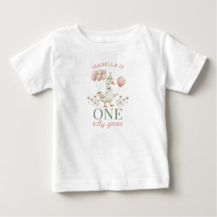 Charming Pink One Silly Goose 1st Birthday T-Shirt