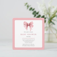 Charming Pink Ribbon Bow Girl Couples Baby Shower