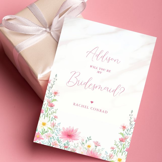 Charming Pink Shades Wildflowers Bridesmaid Invitation (Charming Delicate Pink Shades Wildflowers Bridesmaid Proposal Card. )