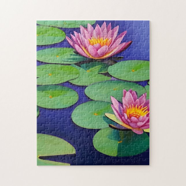 Charming Pink Water Lilies Jigsaw Puzzle (Vertical)