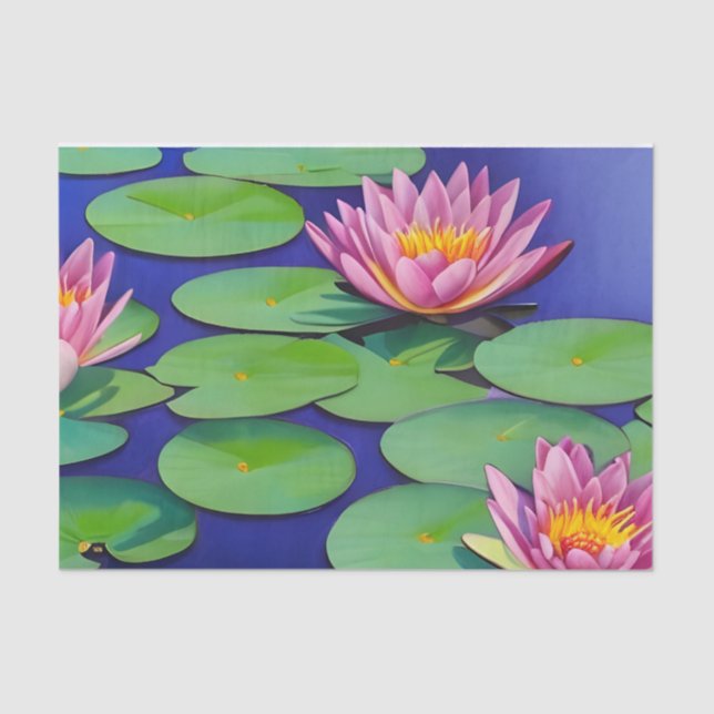 Charming Pink Water Lilies Tissue Paper (Front)