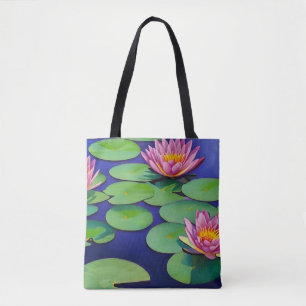 Charming Pink Water Lilies Tote Bag