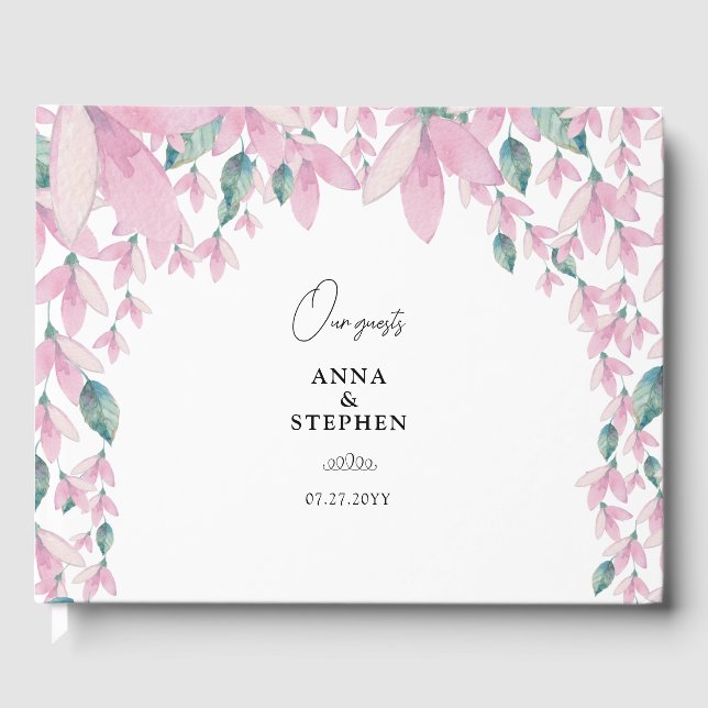 Charming Pink Wisteria Guest Book (Front)