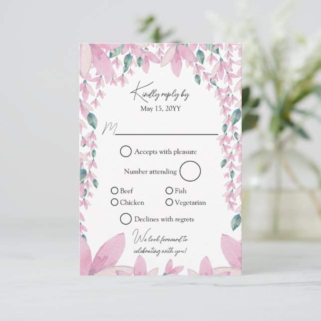 Charming Pink Wisteria RSVP (Standing Front)