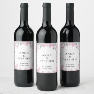 Charming Pink Wisteria Wine Label