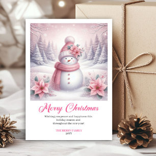 Charming Pinkmas Editable Winter Scene Christmas Holiday Card