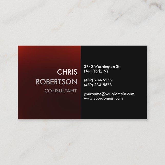 Charming Plain Black Red Attractive Business Card (Front)