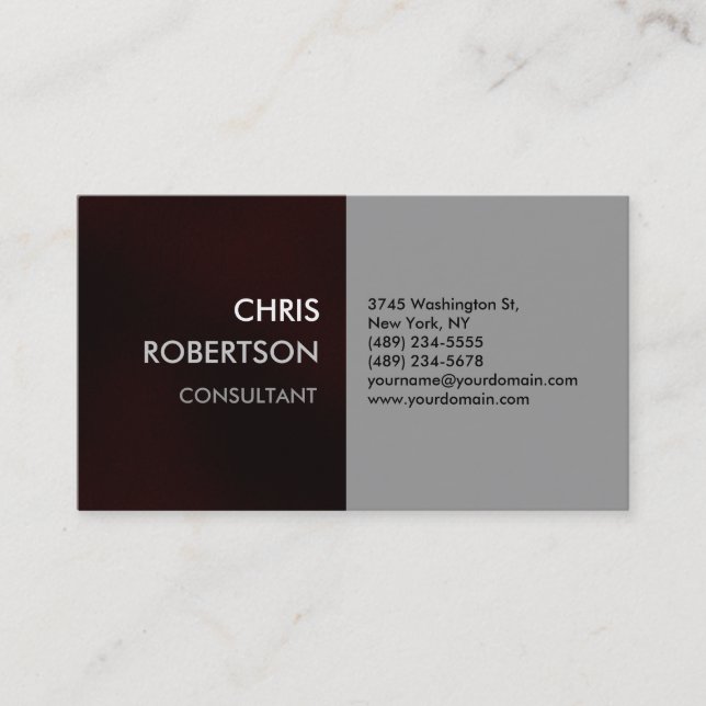 Charming Plain Browny Red Attractive Business Card (Front)
