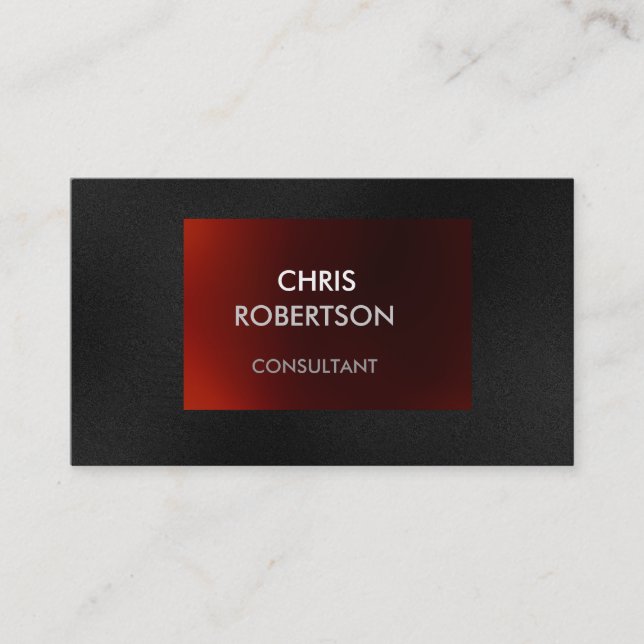 Charming Plain Grey Red Attractive Business Card (Front)
