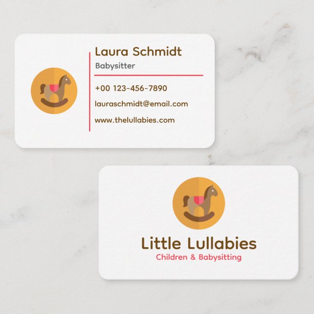 Charming Playful Modern Babysitting Soft Earthy Business Card (Front/Back)