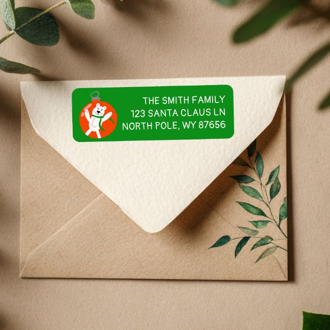 Charming PolarBear Christmas Ornament Xmas Holiday (Charming Polar Bear Christmas Ornament Xmas Holiday CUSTOM Return Address Label
)