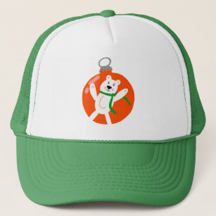 Charming PolarBear Christmas Ornament Xmas Holiday Trucker Hat
