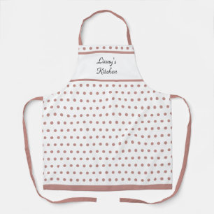 Charming Polka Dot Dusty Rose and White Apron