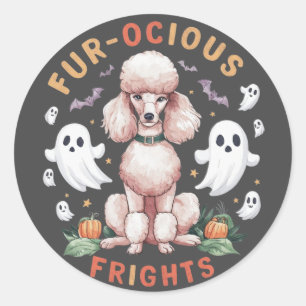 Charming Poodle Frights: Fur-ocious Fun in a Haunt Classic Round Sticker