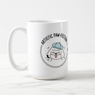 Charming Poodle Sketch with Blue Beret Coffee Mug