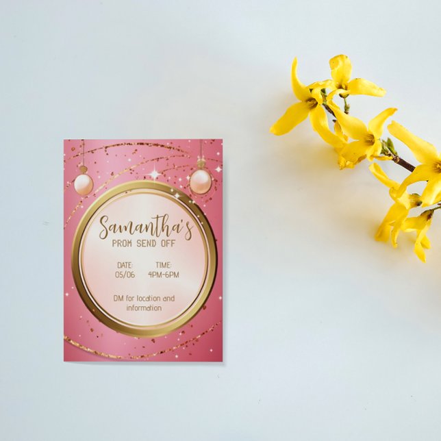 Charming Powder Pink Customisable Prom Invitation Flyer (Creator Uploaded)