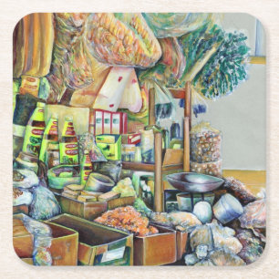 Charming Promises of fine Tekka Centre, Singapore Square Paper Coaster